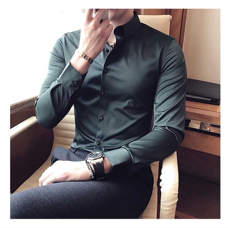 턴 다운 칼라 남성 패션 버튼 셔츠 남성 캐주얼 단색 긴 소매 탑스 Streetwear 2022 봄 가을